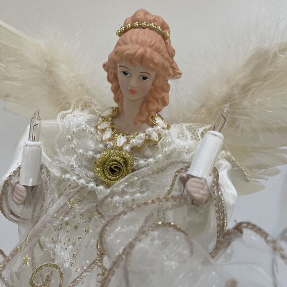 Kurt S. Adler Light Gold And Ivory Angel Treetop - Picture 3 of 15